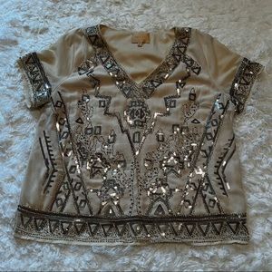 Sequined Cream Blouse XL